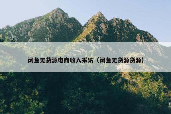 闲鱼无货源电商收入采访（闲鱼无货源货源）
