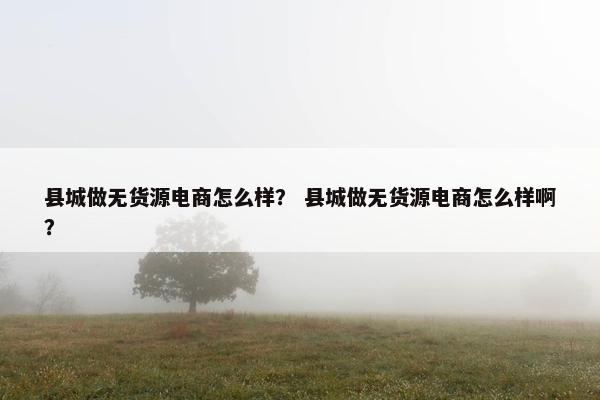 县城做无货源电商怎么样？ 县城做无货源电商怎么样啊？