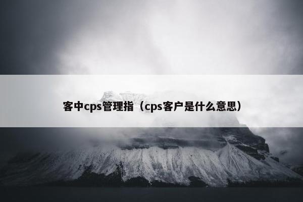客中cps管理指（cps客户是什么意思）