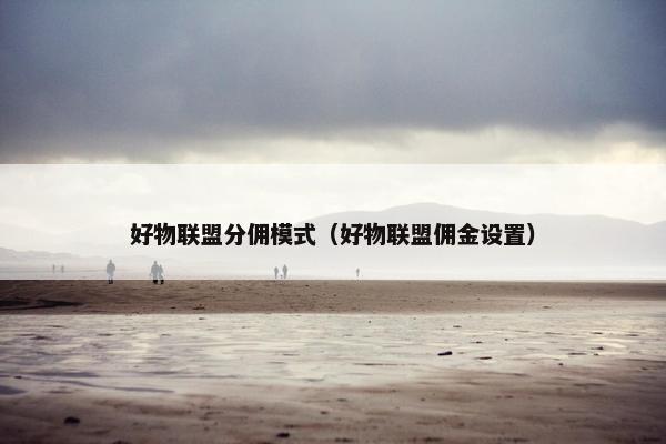 好物联盟分佣模式（好物联盟佣金设置）