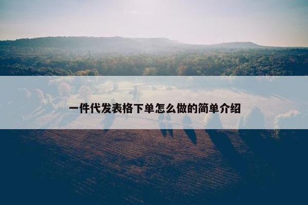 一件代发表格下单怎么做的简单介绍