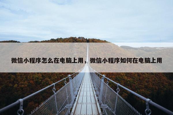 微信小程序怎么在电脑上用，微信小程序如何在电脑上用