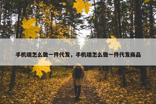 手机端怎么做一件代发，手机端怎么做一件代发商品