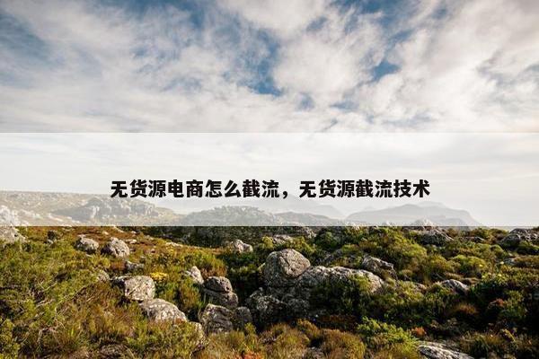 无货源电商怎么截流，无货源截流技术