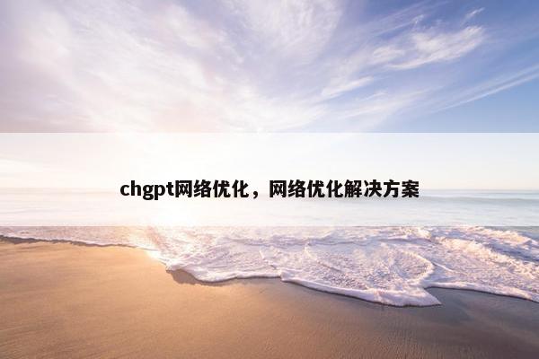 chgpt网络优化，网络优化解决方案