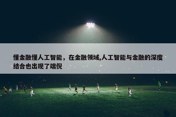 懂金融懂人工智能，在金融领域,人工智能与金融的深度结合也出现了端倪