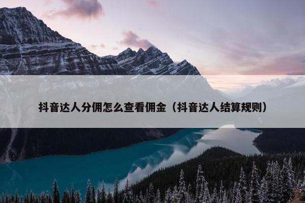 抖音达人分佣怎么查看佣金（抖音达人结算规则）