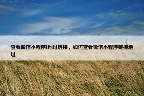 查看微信小程序l地址链接，如何查看微信小程序链接地址