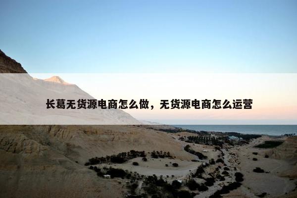 长葛无货源电商怎么做，无货源电商怎么运营
