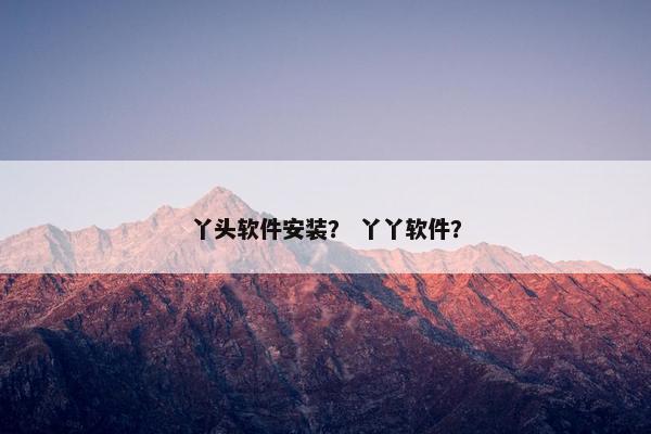 丫头软件安装？ 丫丫软件？