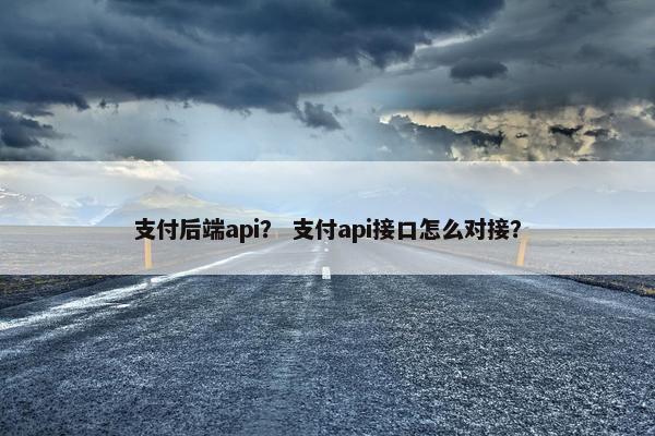 支付后端api？ 支付api接口怎么对接？