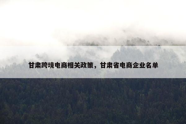 甘肃跨境电商相关政策，甘肃省电商企业名单