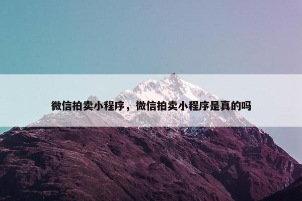 微信拍卖小程序，微信拍卖小程序是真的吗