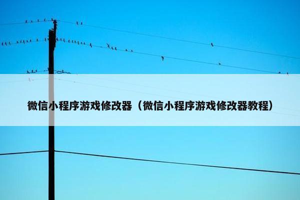 微信小程序游戏修改器（微信小程序游戏修改器教程）