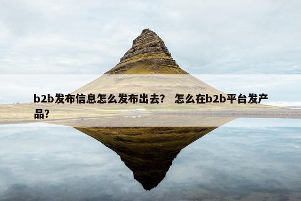 b2b发布信息怎么发布出去？ 怎么在b2b平台发产品？