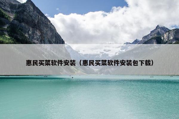 惠民买菜软件安装（惠民买菜软件安装包下载）