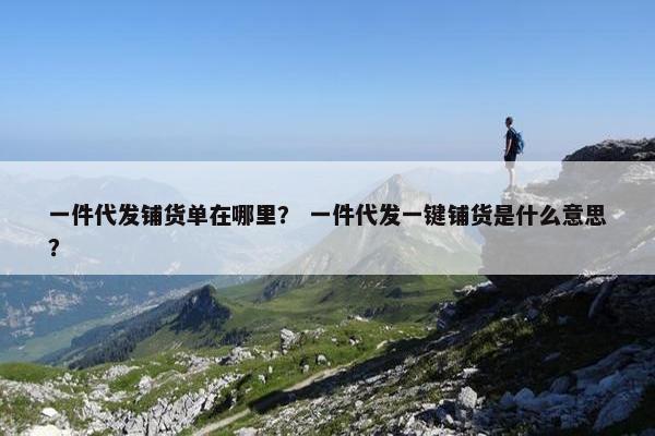 一件代发铺货单在哪里？ 一件代发一键铺货是什么意思？
