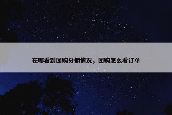 在哪看到团购分佣情况，团购怎么看订单