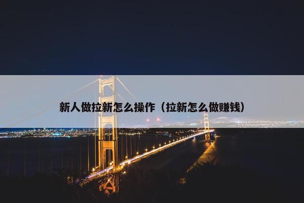 新人做拉新怎么操作（拉新怎么做赚钱）