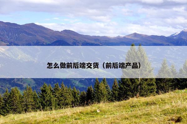 怎么做前后端交货（前后端产品）