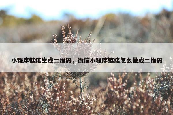 小程序链接生成二维码，微信小程序链接怎么做成二维码