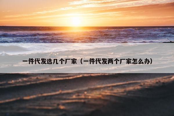 一件代发选几个厂家（一件代发两个厂家怎么办）