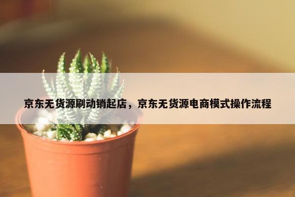 京东无货源刷动销起店，京东无货源电商模式操作流程