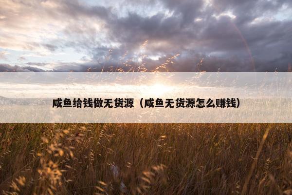 咸鱼给钱做无货源（咸鱼无货源怎么赚钱）