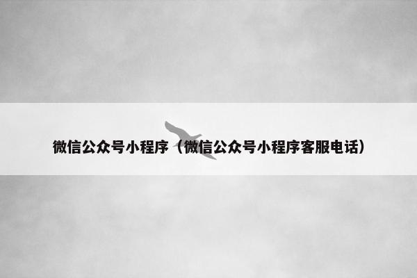 微信公众号小程序（微信公众号小程序客服电话）