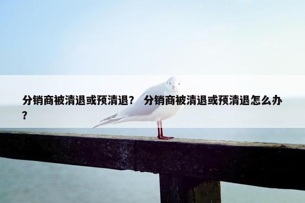 分销商被清退或预清退？ 分销商被清退或预清退怎么办？