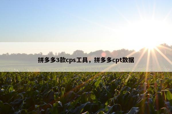 拼多多3款cps工具，拼多多cpt数据
