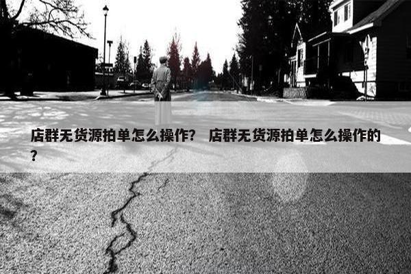店群无货源拍单怎么操作？ 店群无货源拍单怎么操作的？