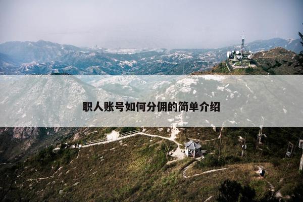 职人账号如何分佣的简单介绍