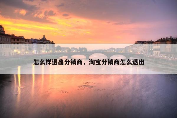 怎么样退出分销商，淘宝分销商怎么退出