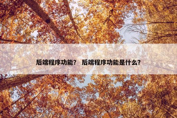 后端程序功能？ 后端程序功能是什么？