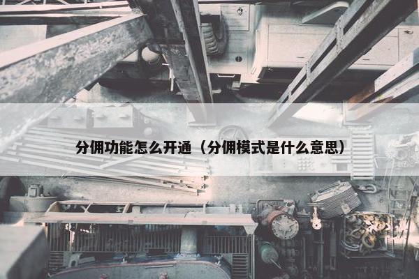 分佣功能怎么开通（分佣模式是什么意思）