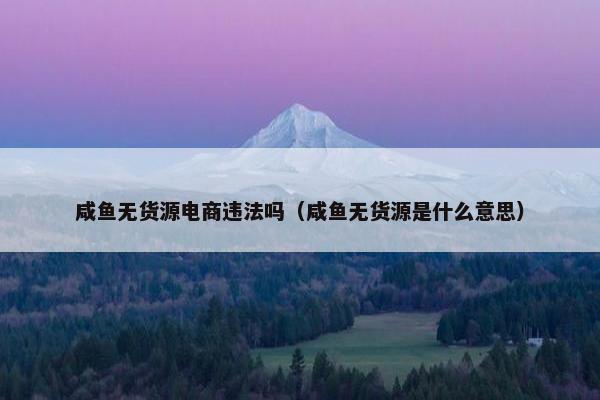 咸鱼无货源电商违法吗（咸鱼无货源是什么意思）