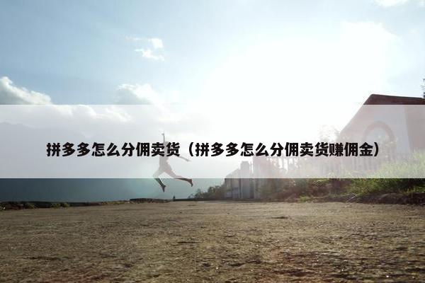 拼多多怎么分佣卖货（拼多多怎么分佣卖货赚佣金）