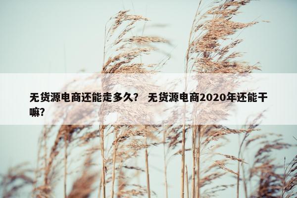 无货源电商还能走多久？ 无货源电商2020年还能干嘛？