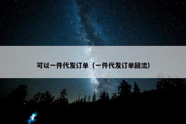 可以一件代发订单（一件代发订单回流）
