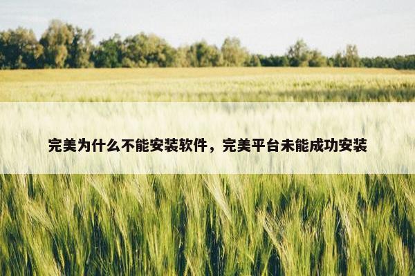 完美为什么不能安装软件，完美平台未能成功安装