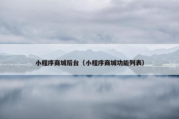小程序商城后台（小程序商城功能列表）