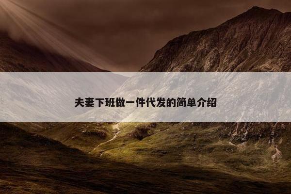 夫妻下班做一件代发的简单介绍