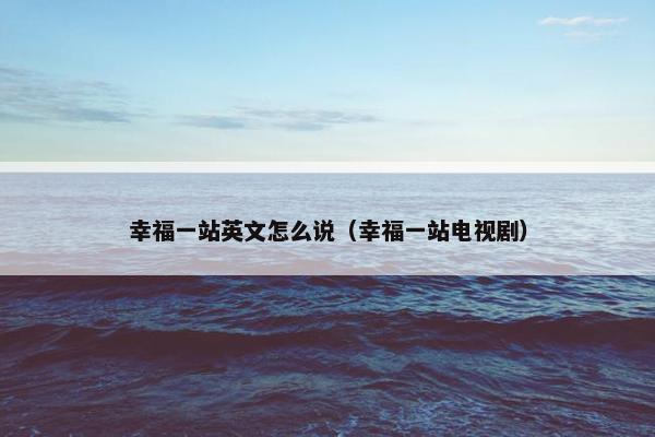 幸福一站英文怎么说（幸福一站电视剧）