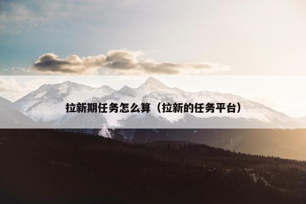 拉新期任务怎么算（拉新的任务平台）