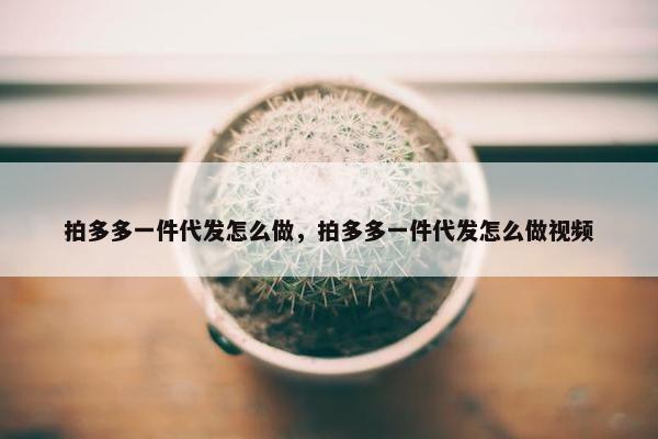 拍多多一件代发怎么做，拍多多一件代发怎么做视频