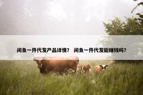 闲鱼一件代发产品详情？ 闲鱼一件代发能赚钱吗？