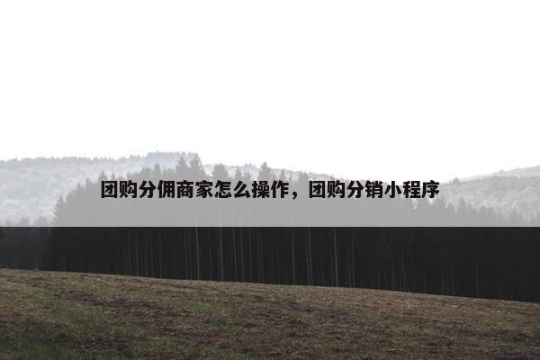 团购分佣商家怎么操作，团购分销小程序