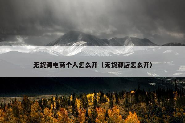 无货源电商个人怎么开（无货源店怎么开）