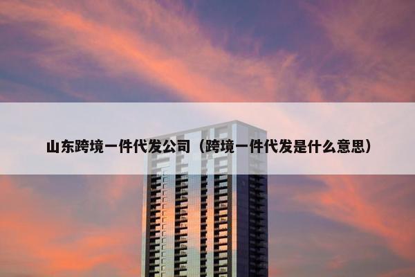 山东跨境一件代发公司（跨境一件代发是什么意思）